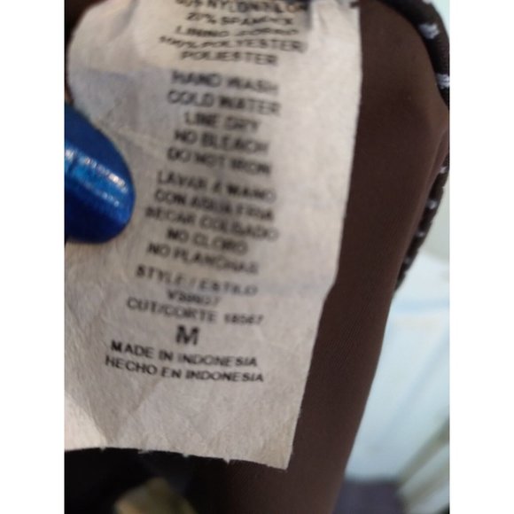 VM Swimsuit 3 Pc Halter Top Bikini Bottom & Skirted Bottom Sz M Brown - Picture 11 of 11